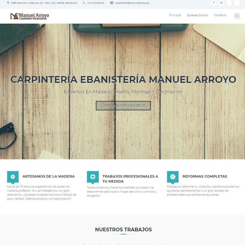 Diseño web y posicionamiento: Manuel Arroyo Carpintería